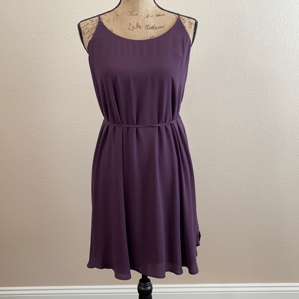Loft, Plum, midi dress with waist tie